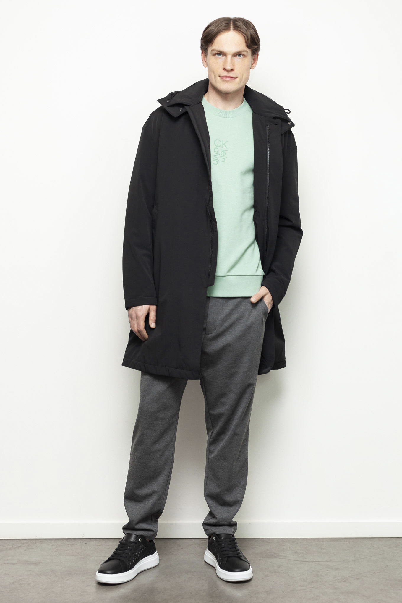 CALVIN KLEIN TECHNICAL CAR COAT WITH HOOD K10K108077 Calvin Klein