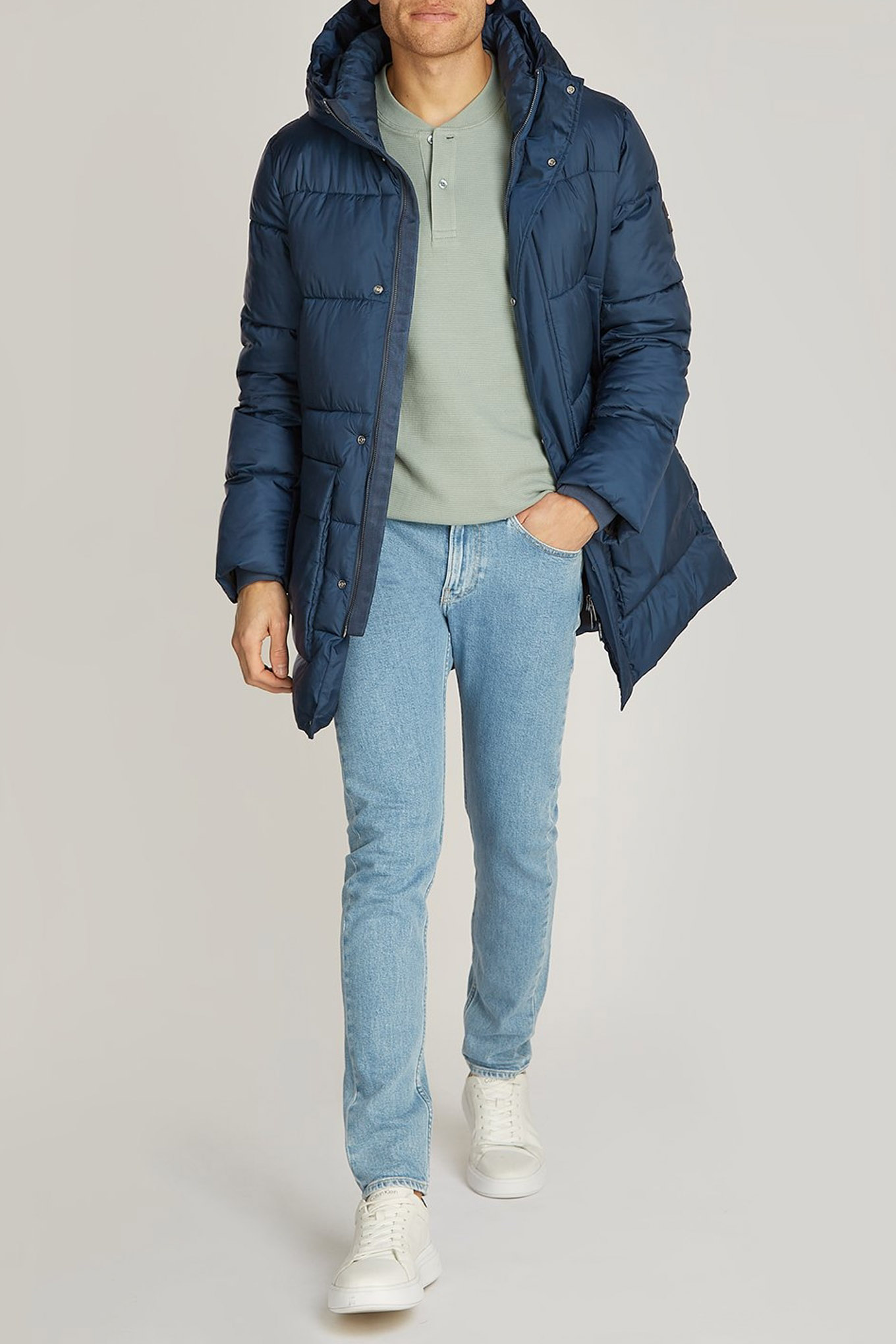 Calvin klein hooded quilted jacket discount