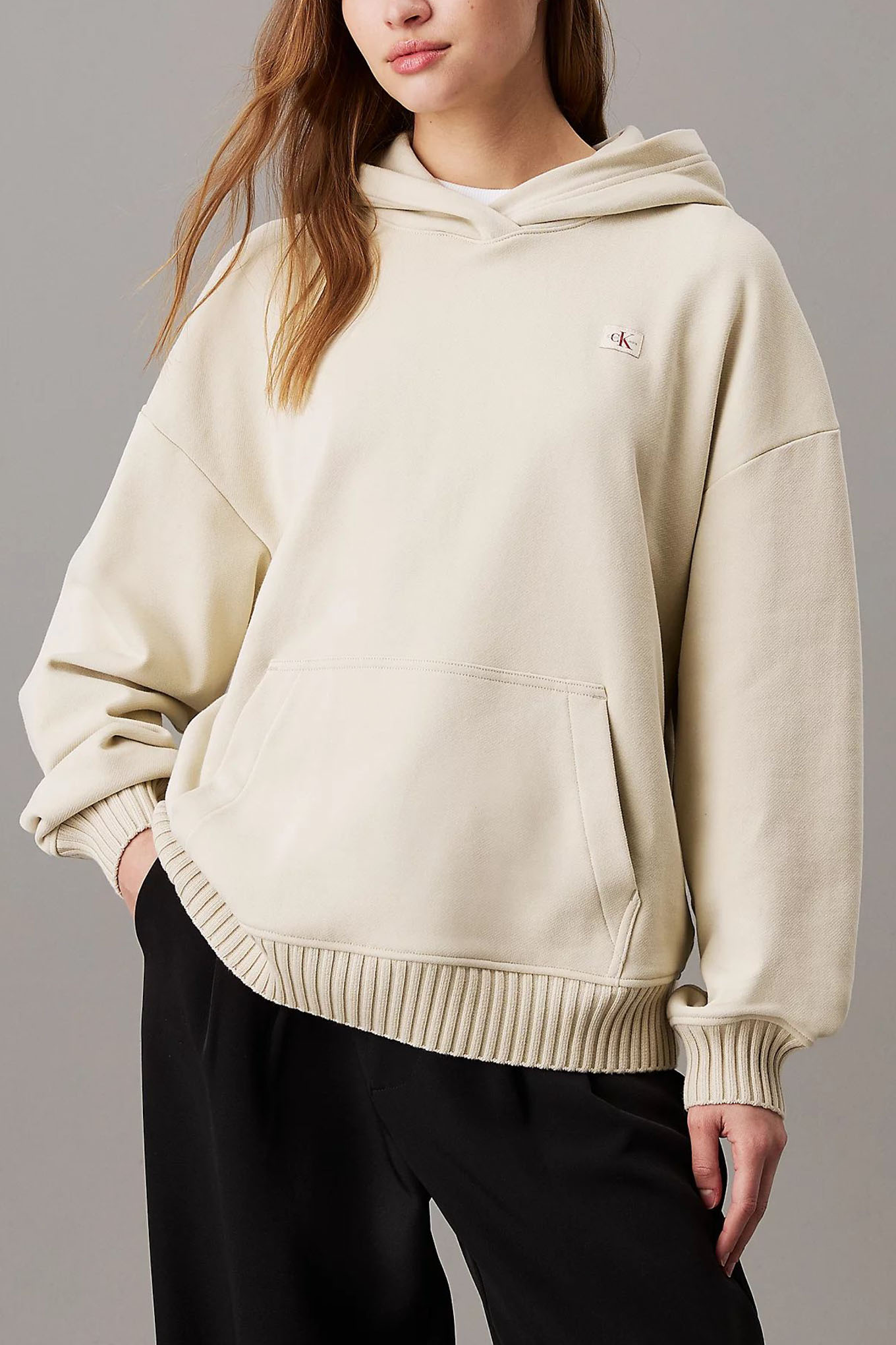 CALVIN KLEIN WOVEN LABEL PEACHED HOODIE J20J224173 Calvin Klein