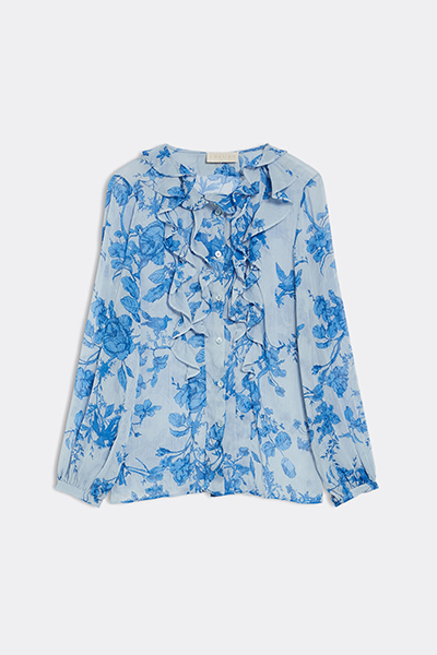 блуза marella голубая с цветочным принтом