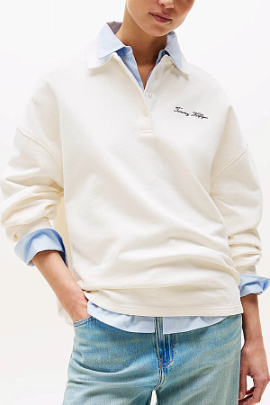 Толстовка женская TOMMY HILFIGER SCRIPT PIQUE RUGBY S WW0WW45779 