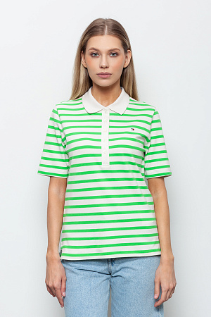 Футболка поло женская TOMMY HILFIGER 1985 REG PIQUE STRIPE POLO SS WW0WW39531 