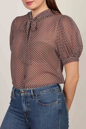 Блуза женская TOMMY HILFIGER RUFFLE TIE PRINT S/S BLOUSE WW0WW44046 