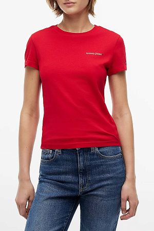 Футболка женская TOMMY JEANS TJW SLIM ESS LOGO 1 SS TEE EXT DW0DW23479 