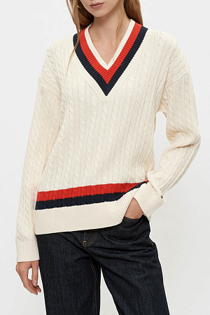 Джемпер женский TOMMY HILFIGER VARSITY CABLE RLX LS WW0WW49618 