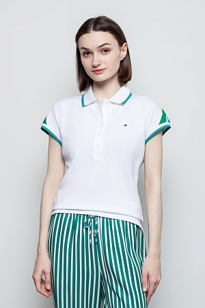 Футболка поло женская TOMMY HILFIGER REG STRIPE SLV POLO CAP SLEEVE WW0WW41285 
