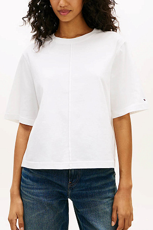 Футболка женская TOMMY HILFIGER SINGLE JERSEY TRAPEZE C-NK TEE WW0WW50826 