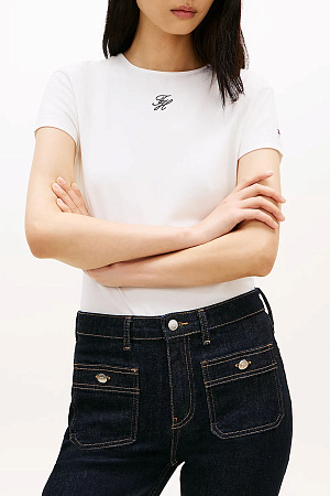 Футболка женская TOMMY HILFIGER TH SCRIPT SLIM SS TE WW0WW48710 