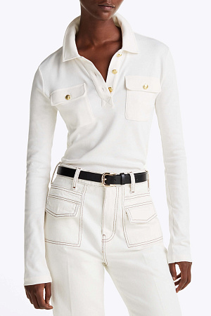 Лонгслив женский TOMMY HILFIGER SLIM GOLD BTN POLO LS WW0WW45308 