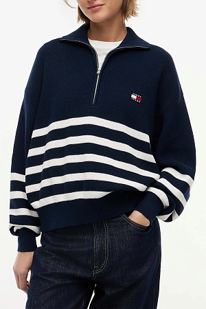 Свитер женский TOMMY JEANS TJW STRIPE QUARTER ZIP SWEATER DW0DW22928 