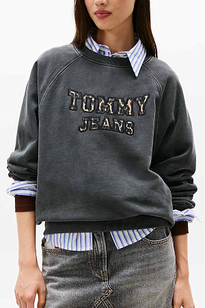 Толстовка женская TOMMY JEANS TJW BXY LEOPARD VARSITY CREW DW0DW21959 
