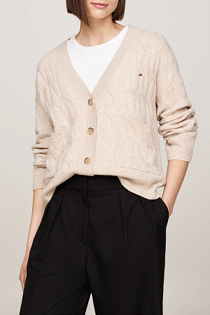 Кардиган женский TOMMY HILFIGER SOFT WOOL CABLE V-NK LS CARDI WW0WW43089 