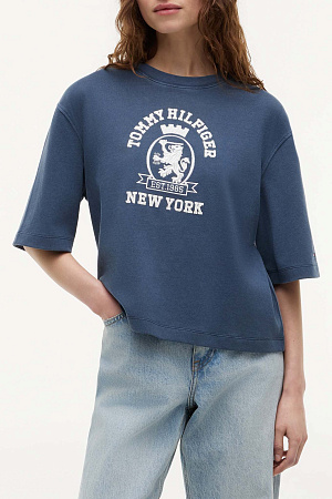 Футболка женская TOMMY HILFIGER GRMNT DYE CREST BOXY C-NK SS TEE WW0WW50021 