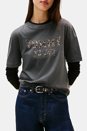 Футболка женская TOMMY JEANS TJW BXY LEOPARD VARSITY TEE DW0DW21957 