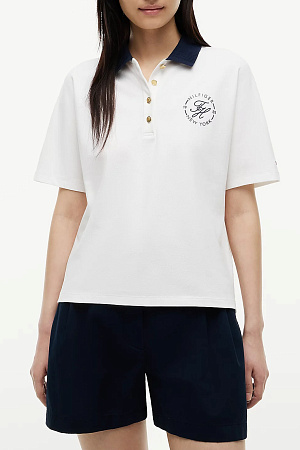 Футболка поло женская TOMMY HILFIGER TH BRETON COLLAR SS POLO WW0WW50034 