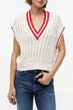 Жилет женский TOMMY JEANS TJW TIPPING V NECK CABLE VEST DW0DW22927 