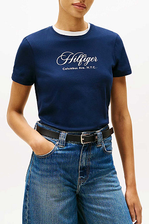 Футболка женская TOMMY HILFIGER SCRIPT REG C-NK SS T WW0WW46120 