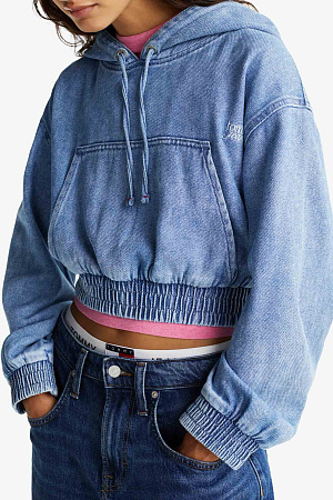Толстовка женская TOMMY JEANS TJW DENIM CROPPED HOODIE DW0DW20539 