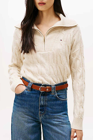 Свитер женский TOMMY HILFIGER SOFT WOOL CABLE 1/2 ZIP LS SWT WW0WW46425 