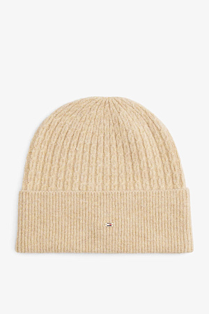 Шапка женская TOMMY HILFIGER TH CABLE ENAMEL FLAG BEANIE AW0AW17776 