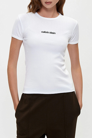 Футболка женская CALVIN KLEIN SS CONTOUR RIB LOGO RINGER TEE LV047G816G 