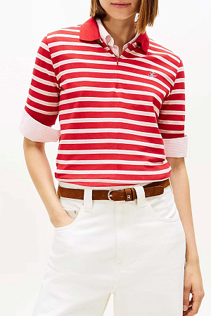 Футболка поло женская TOMMY HILFIGER TH SCRIPT LYOCELL ZIP SS POLO WW0WW47853 