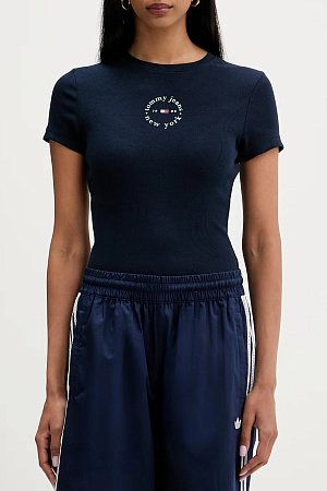 Футболка женская TOMMY JEANS TJW SLIM ESS LOGO2 RIB TEE EXT DW0DW22807 