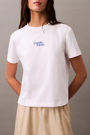 Футболка женская CALVIN KLEIN SS FLOCKED LOGO CN TEE LV047B851G 