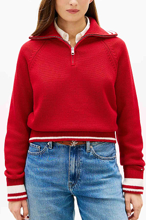 Свитер женский TOMMY HILFIGER VARSITY RLXD 1/2 ZIP LS SWEATER WW0WW48478 