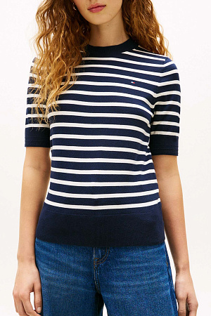 Джемпер женский TOMMY HILFIGER CO JERSEY FINE GG C-NK SS SWT WW0WW49705 