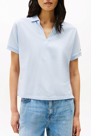 Футболка поло женская TOMMY HILFIGER LYOCELL OPEN-NK RELAXED POLO SS WW0WW44512 
