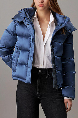CALVIN KLEIN SHINY MONOLOGO ND SHORT PUFFER J20J224616 Calvin Klein