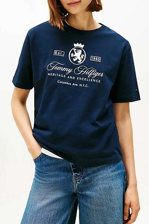 Футболка женская TOMMY HILFIGER VARSITY CREST RLX SS TEE WW0WW46118 